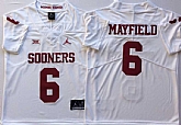 Oklahoma Sooners 6 Baker Mayfield White College Football Jersey,baseball caps,new era cap wholesale,wholesale hats